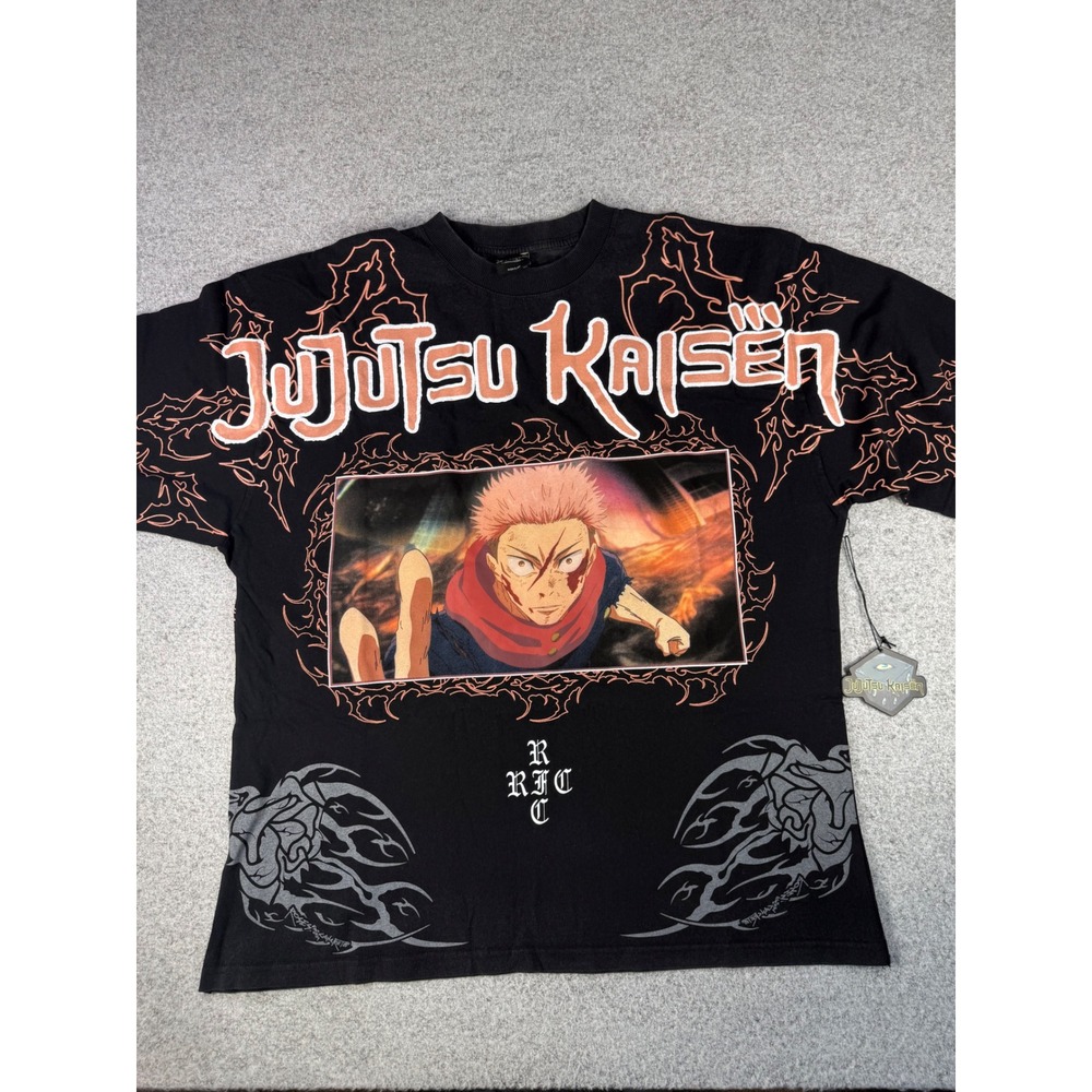Civil Regime Jujutsu Kaisen Yuji Itadori Black Graphic T-Shirt XXL Anime Tee